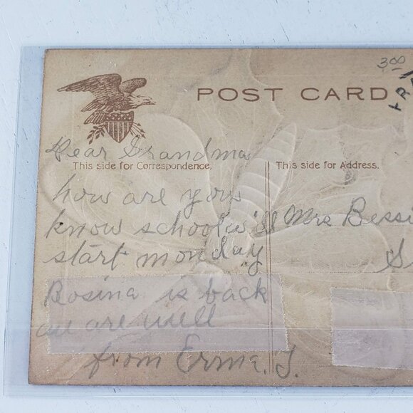 Vintage 1908 Purple Butterfly Embossed Postcard Iowa Grandma Bessie RIngenberg - Picture 3 of 4